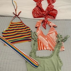 SHEIN multiple cropped tops size xs and one belt never worn